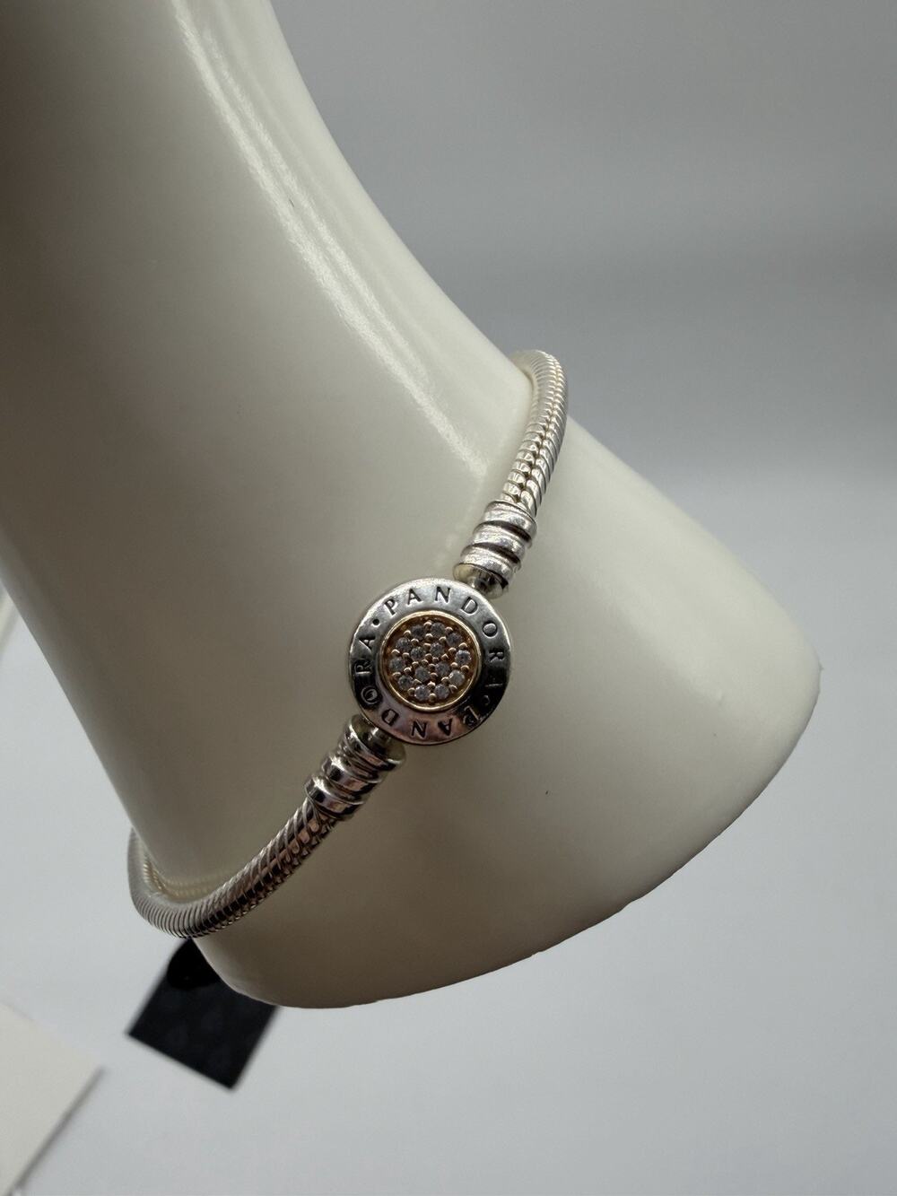 PANDORA 2-TONE SIGNATURE BRACELET 925 585 ALE 14k Yellow Gold #590741CZ